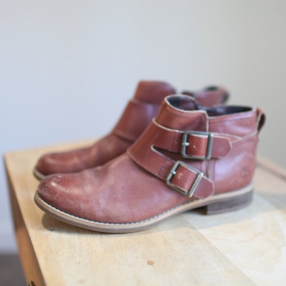 TIMBERLAND earthkeepers savin hill double buckle brown leather ankle boots 7 - Picture 6 of 9